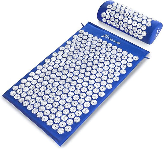 ProsourceFit Acupressure Mat and Pillow Set for Back/Neck Pain Relief and Muscle Relaxation, Large - Gray/Gray