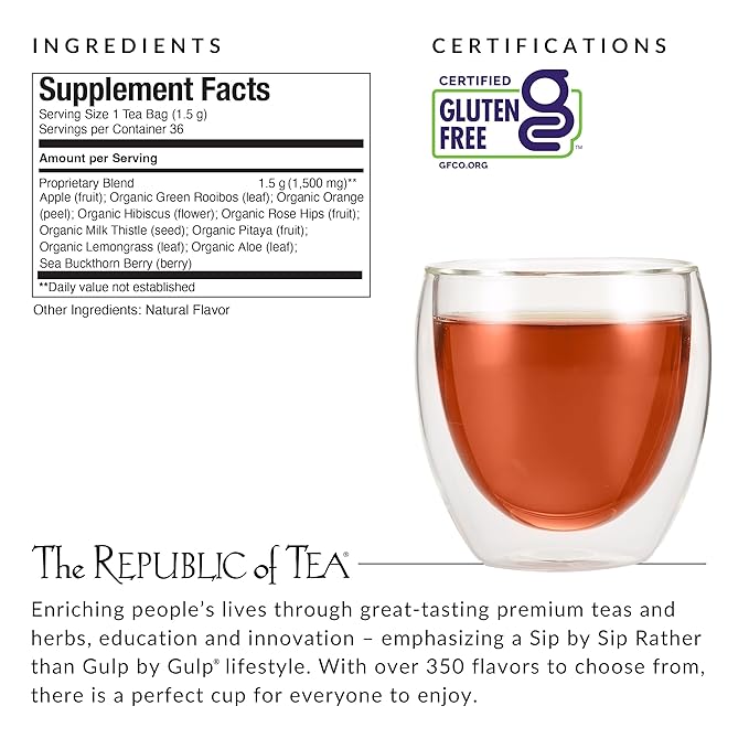 The Republic of Tea Beautifying Botanicals® Clean Beauty Berry Aloe Herbal Tea Bags (36 count)