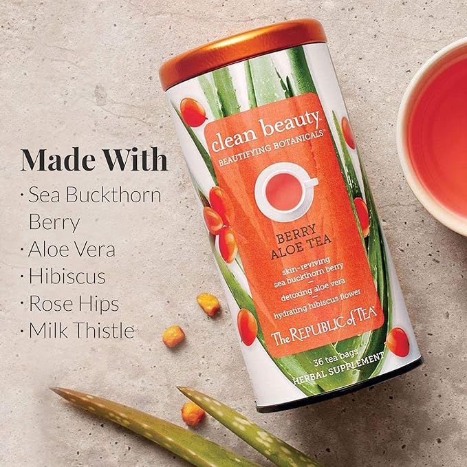 The Republic of Tea Beautifying Botanicals® Clean Beauty Berry Aloe Herbal Tea Bags (36 count)