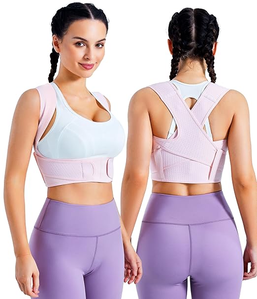 URSEXYLY Posture Corrector for Women Adjustable Upper Back Brace Posture Support Back Straightener Pain Relief(XS/S,Pink)