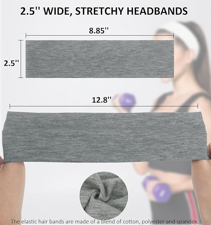 Headbands for Women Non Slip Women Sport Headbands, Sweat Headbands for Workout Yoga Running, Stretchy Hair Bands for Women's Hair