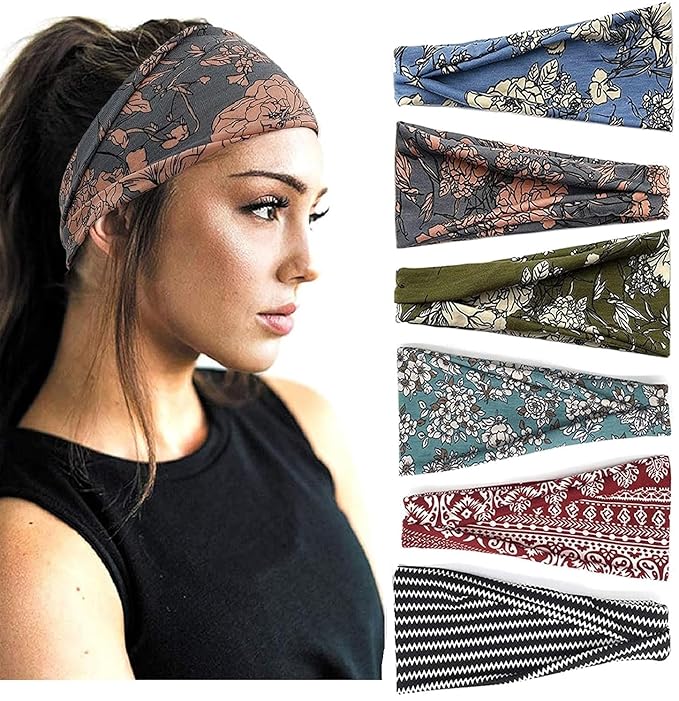 Boho Headbands for Women Wide Hair Bands for Women’s Hair Non Slip Thick Headbands for Yoga Workout Every Day Basic Girl’s Fashion Accessories
