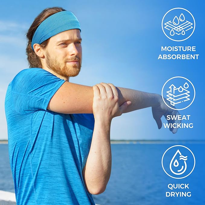 Sukeen Cooling Headband for Men Women, Instant Cooling Running Headband, Sweat Headbands for Workout, Sports Headbands for Yoga, Golf, Gym, Camping, Tennis, 20 inches