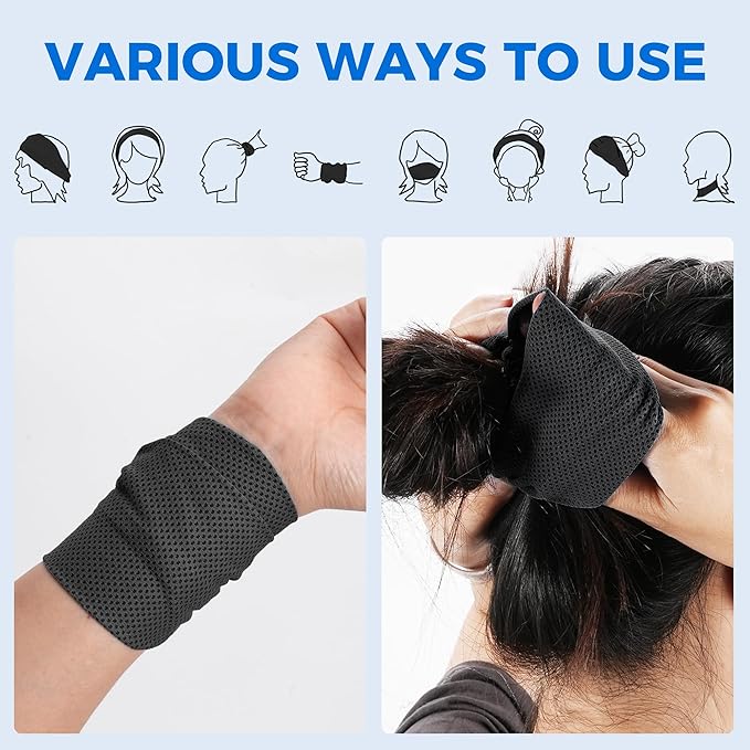 Sukeen Cooling Headband for Men Women, Instant Cooling Running Headband, Sweat Headbands for Workout, Sports Headbands for Yoga, Golf, Gym, Camping, Tennis, 20 inches