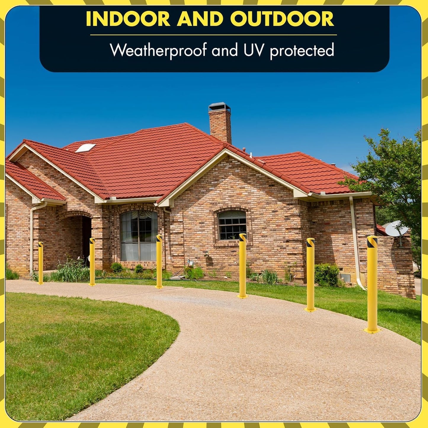 4 Pack Safety Bollard Post, 42 Inch Height 4.5 Inch Diameter Yellow Pipe Safety Steel Bollards with Anchor Bolts and Wrench, Steel Bollards for Road Warning Construction Public Place Traffic Control