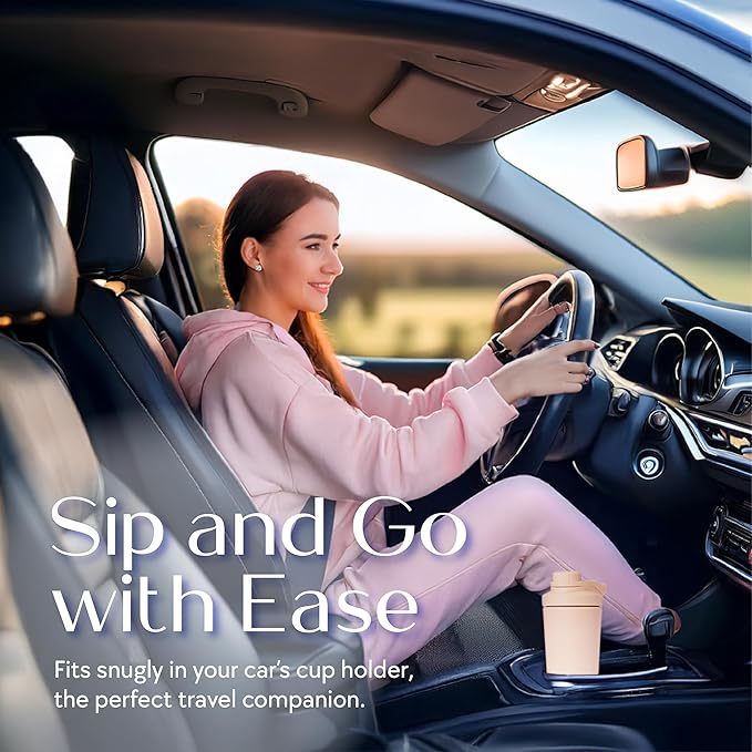 Paradise Shaker Bottle, 24 oz, Insulated Stainless Steel Protein Shaker, Smoothie and Pre Workout for Women, with Leakproof Twist-Off Chug Cap, Quiet Mixing, Creamy Pink, Malibu Sands