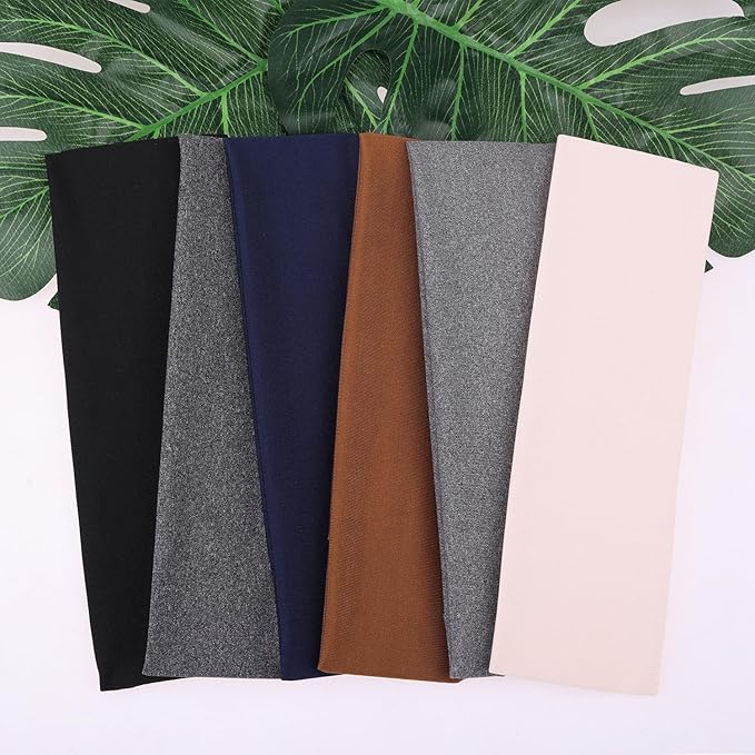 Leeven Women's Headbands for Short Hair Non Slip Elastic Floral 6 PCS Hairbands Soft Fabric Stripe Head Bands for Girls Heart Headbands