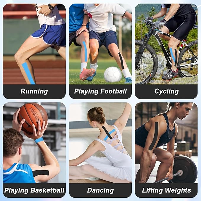 Waterproof Breathable Athletic Elastic Sports & Weightlifting Tape, Injury Recovery-Muscle Strain Relief & Joint Support(3 Colors Mixed) (I-Shaped)