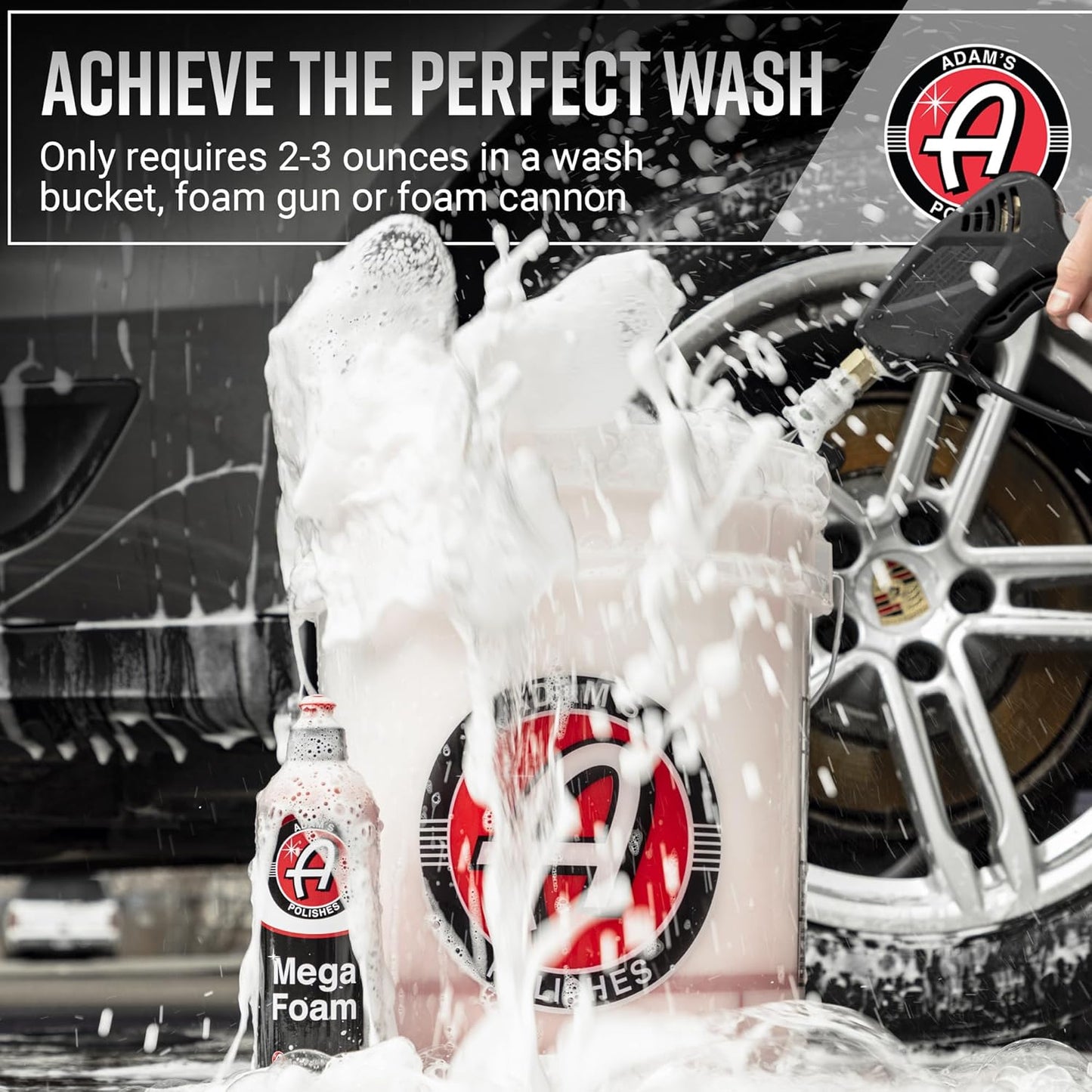 Adam's Polishes Mega Foam (16oz, 2 Pack) - Detailing pH Neutral Car Soap Washing, Concentated For Use In Car Wash Bucket, Foam Gun For Cleaning, Won't Strip Car Wax or Ceramic Coating