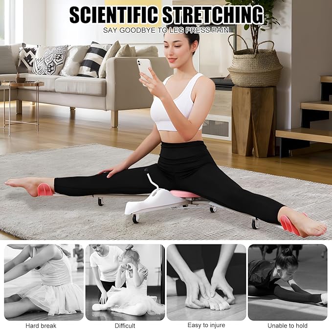 Split Machine for Flexibility, Leg Stretcher Stretching Equipment, Split Stretcher Machine, Splits Trainer, 300lbs Weight Capacity, Yoga Ballet Dance and Gymnastics Training Equipment Pink1