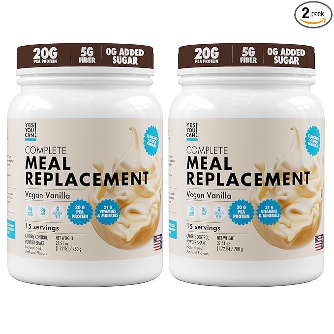 Yes You Can! Meal Replacement Shake - 20G Protein, 5G Fiber, 21 Vitamins & Minerals - Meal Replacement Protein Powder - Complete All-in-One Nutrition - 15 Servings (Vanilla) - 2 Pack