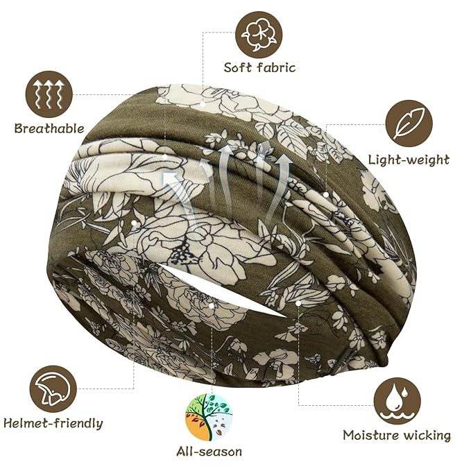 S&N Remille Wide Headbands for Women, Large Hairband, Elastic Non-Slip Headband Twist Knotted Accessories, Yoga Workout Vintage Hair 3 Pack (Colour-2)