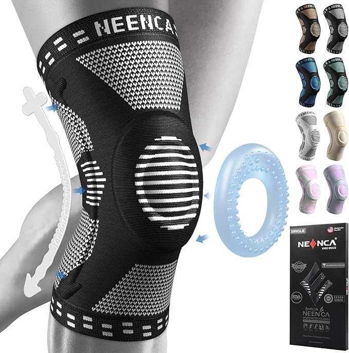 NEENCA Professional Knee Brace for Pain Relief, Medical Knee Support with Patella Pad & Side Stabilizers, Compression Knee Sleeve for Meniscus Tear, ACL, Joint Pain, Runner, Workout - Single