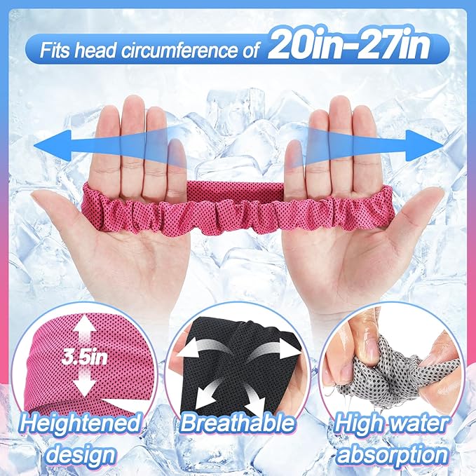 Cooling Headbands for Men Women - 4Pcs Highly Elastic Quick Chilly Workout Sweat Band, Comfortable Moisture Wicking Hairband