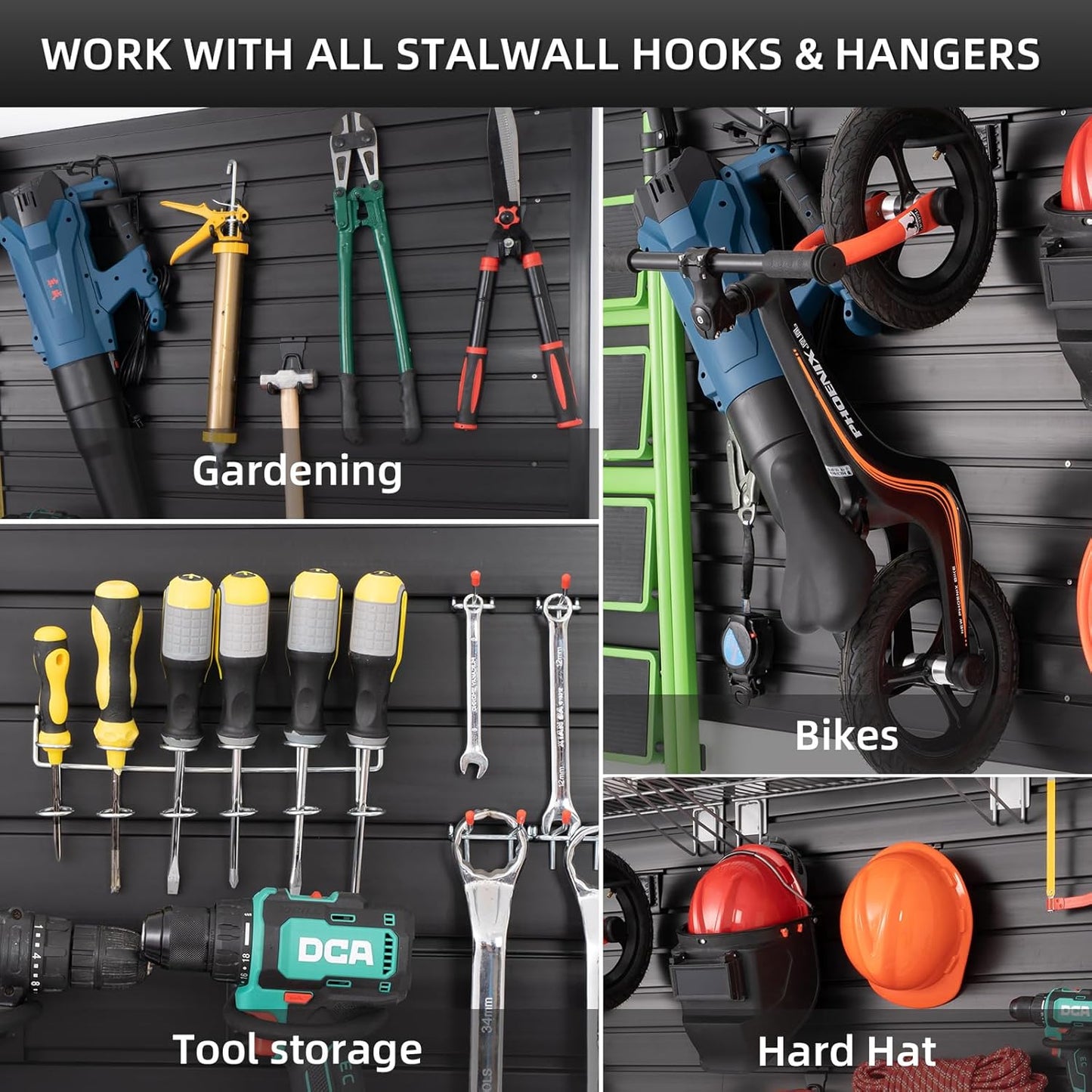 Slat Wall Paneling Garage Wall Organizer, Black Slatwall Panels 4x8 ft Garage Tool Organizer Wall Mount Garage Slat Wall Storage Systems, Slat Board PVC Wall Panels Garage Storage Organization Product