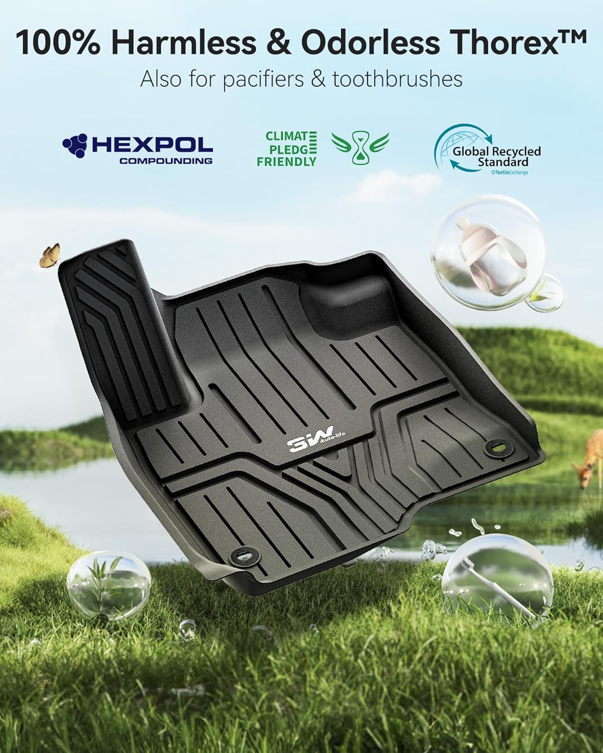 3W Floor Mats & Cargo Liner Fit for Honda HR-V 2023 2024 2025 & Acura ADX 2025, Honda HRV Accessories TPE Custom Fit Floor Liner and Cargo Liner Mat (Include Hybrid) (Not fit Premium Audio System)