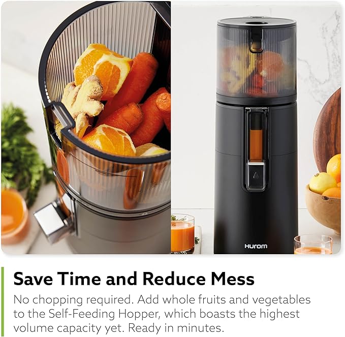 Hurom H400 Cold Press Juicer Machine, Award Winning Masticating Slow Juicer, Easy to Clean, Strainer & Hands Free with Self Feeding, Wide Mouth Hopper, Easy Assembly (Two-Tone Beige)