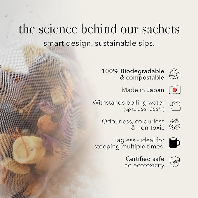 qìsane Honeysuckle Tea with Chinese Medicinal Plants - Dried Honeysuckle Flowers, Self Heal Spike, Lemon Verbena & Monkfruit to Help Support Detox & Ease Discomfort - 10 sachets (~30 cups)