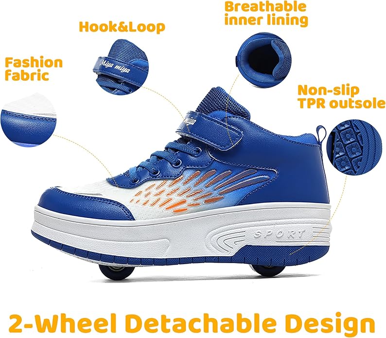 Wooowyet Roller Skate Shoes for Kids Boys Girls Rechargealbe Wheels Sneakers Fashion Roller Wheeled