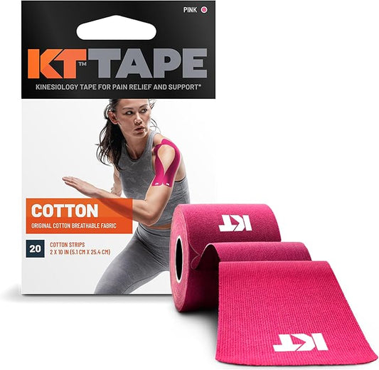 KT Tape, Original Cotton, Elastic Kinesiology Athletic Tape, 20 Count, 10” Precut Strips