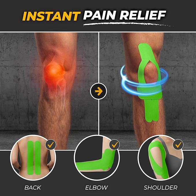 Kinesiology Tape-Incredible Support for Athletic Sports and Recovery + Free Taping Guide-Uncut 2 inch 100 feet Roll (Lime Green + Free Taping Guide, Pack of 1)