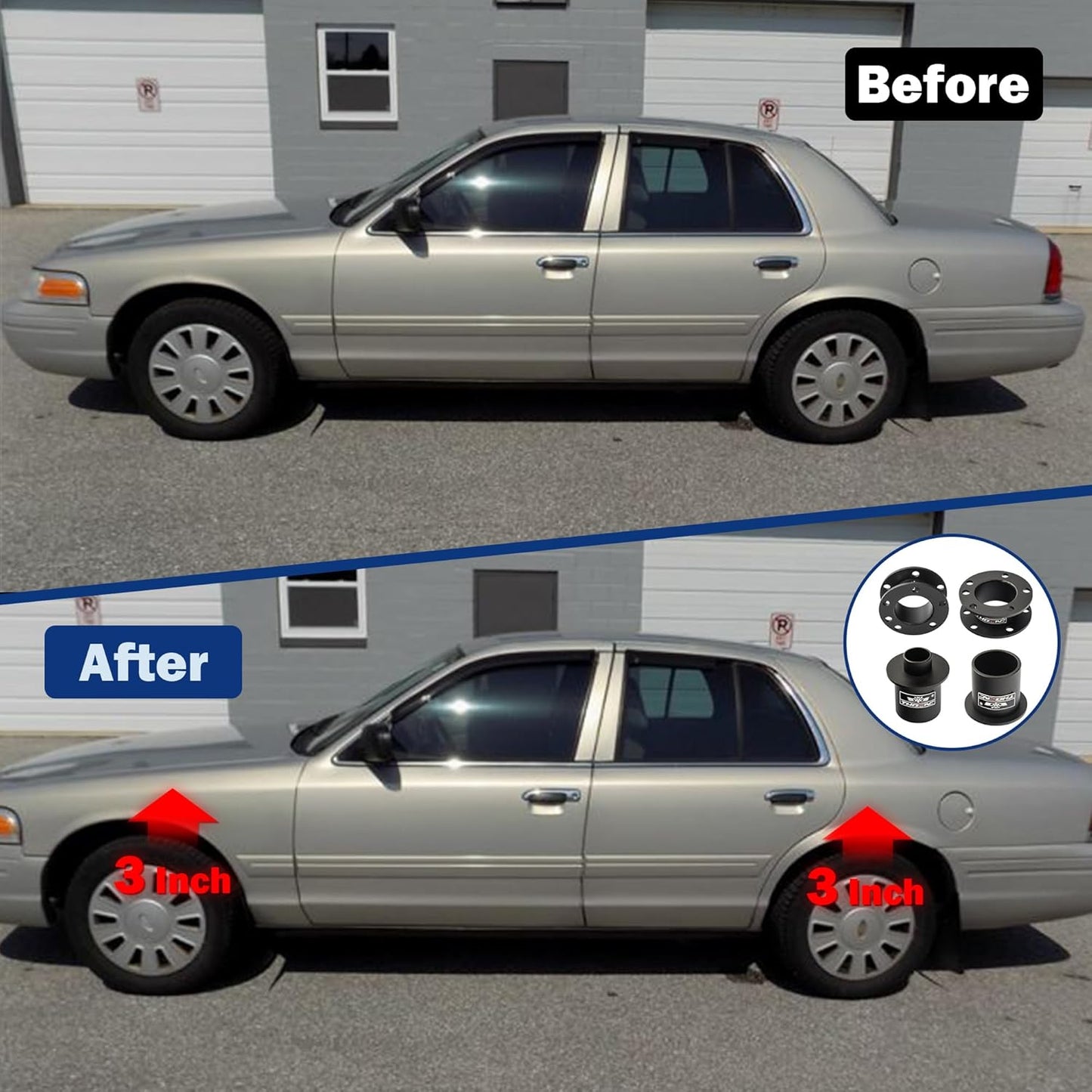 3" Front and Rear Lift Kit for 2003-2011 Crown Victoria, Grand Marquis, Town Car, and 2003-2004 Marauder