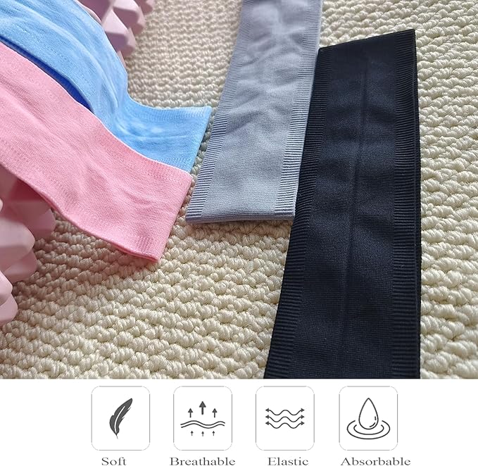 Sweat Headbands for Women 4Packs Elastic Headbands for Women Non Slip Wide Headband Soft Stretchy Hair Bands for Yoga Workout Running