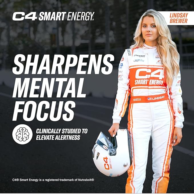 Cellucor C4 Smart Energy Drink ‚ Boost Focus and Energy with Zero Sugar, Natural Energy, and Nootropics - 200mg Caffeine - Blue Raspberry (12oz Pack of 12)
