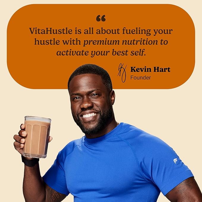 VitaHustle ONE Meal Replacement Shake - Plant Based Protein Powder by Kevin Hart - Vegan, Meal Replacement Powder with Superfoods, Vitamins, Adaptogens & Probiotics -Choc Peanut Butter Banana Flavor, 15 Servings