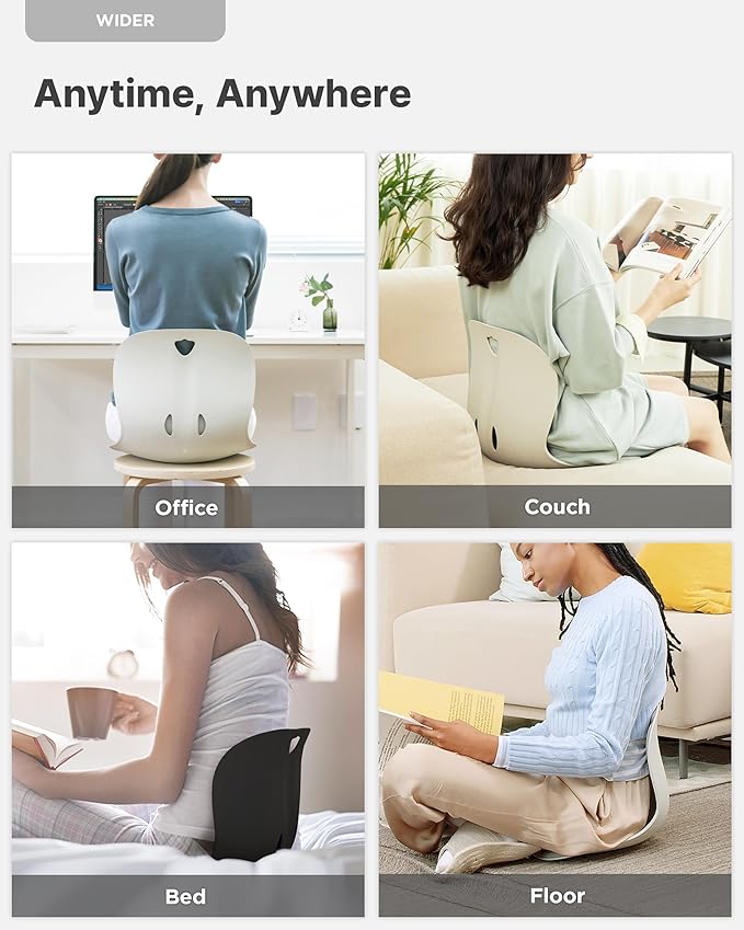 curble Wider(Standard Wide) 2PACK – Ergonomic Lower Back Chair Support, Lumbar Support Back Posture Corrector, Back Pain Relief, Perfect for Office, Floor Seat and Work from Home, Patented (2P Grey)