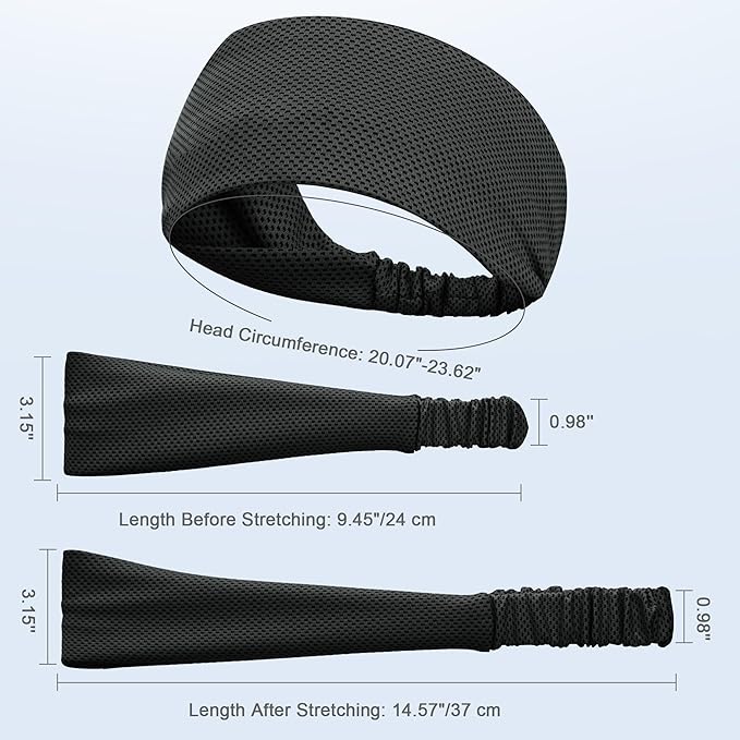 Sukeen Cooling Headband for Men Women, Instant Cooling Running Headband, Sweat Headbands for Workout, Sports Headbands for Yoga, Golf, Gym, Camping, Tennis, 20 inches