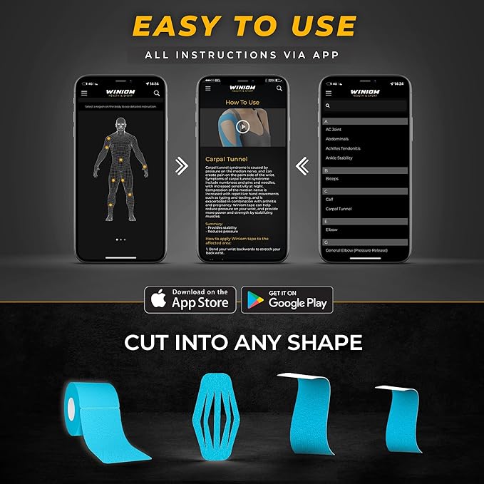 Kinesiology Tape-Incredible Support for Athletic Sports and Recovery + Free Taping Guide - Pre-Cut 2 inch 16.4 feet (Electric Blue + Free Taping Guide, 1 Pack)