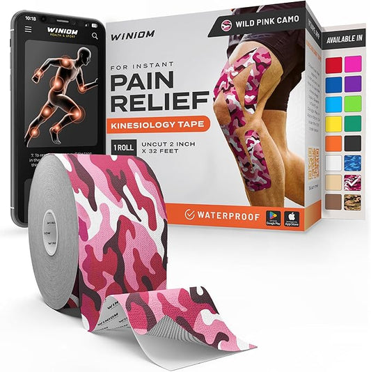 Kinesiology Tape-Incredible Support for Athletic Sports and Recovery + Free Taping Guide-Uncut 2 inch 32 feet Roll (Wild Pink Camo + Free Taping Guide, Pack of 1)