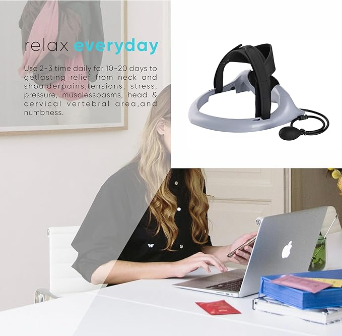 ECOGUN Posture Neck Exercising Cervical Spine Hydrator Pump, Relief for Stiffness, Relieves Neck Pain, Neck Curve Restorer Gray