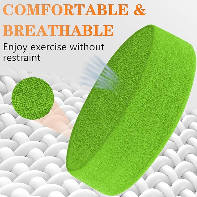 4 Pack Sweatbands Sports Headband for Men and Women, Moisture Wicking Athletic Workout Headband for Running, Tennis, Basketball, Yoga, Gym Stretchy Unisex Sweatband