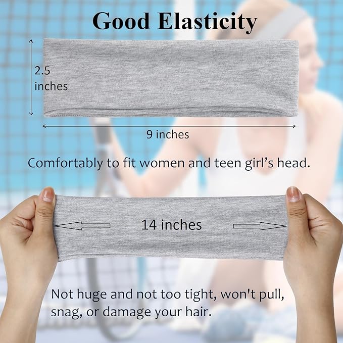 Tobeffect Headbands for Women Non Slip Trendy Womens Headbands 7PCS Elastic Hair Bands for Women's Hair Workout Sweat Head Bands Soft Thick Cotton Cloth Headband for Yoga Running Sport