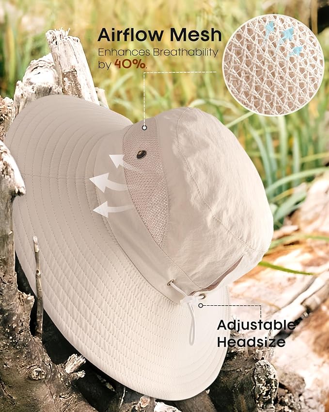 FURTALK Womens Sun Hat with Ponytail Hole Beach Hiking Summer Wide Brim UPF 80+ Outdoor Protection Foldable Bucket Hat