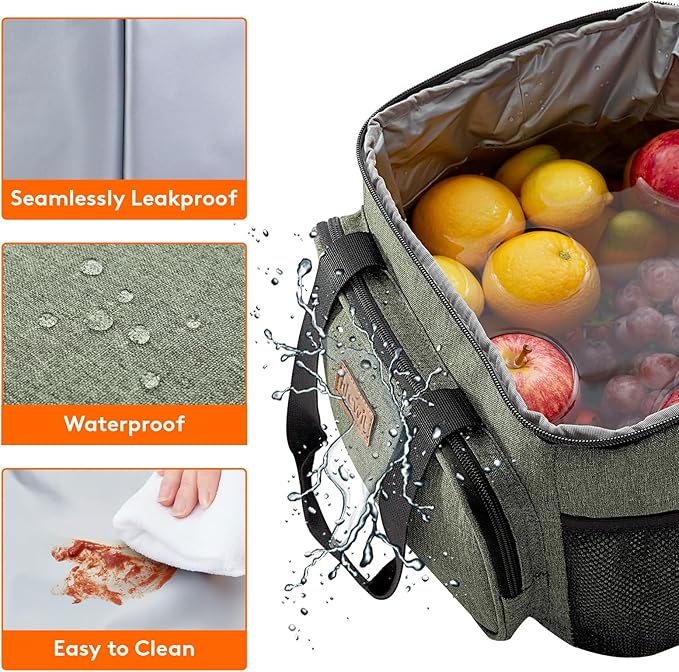 Lifewit Large Lunch Bag Insulated Lunch Box Soft Cooler Cooling Tote for Adult Men Women, Dark Green 24-Can (15L)