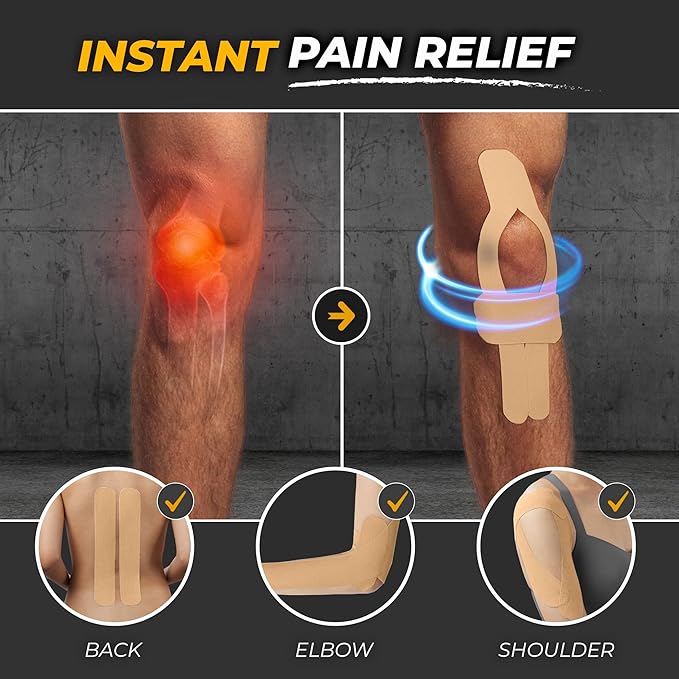 Kinesiology Tape-Incredible Support for Athletic Sports and Recovery + Free Taping Guide-Uncut 2 inch 50 feet Roll (Desert Beige + Free Taping Guide, Pack of 1)