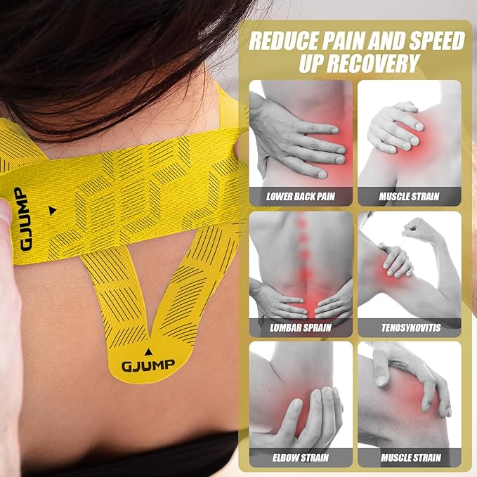 Kinesiology Tape, Original Cotton Elastic Athletic Tape for Muscle Strain Relief & Joint Support, 40 Count Precut Strips 2 Rolls, Waterproof & Breathable Sports Tape for Support and Recovery