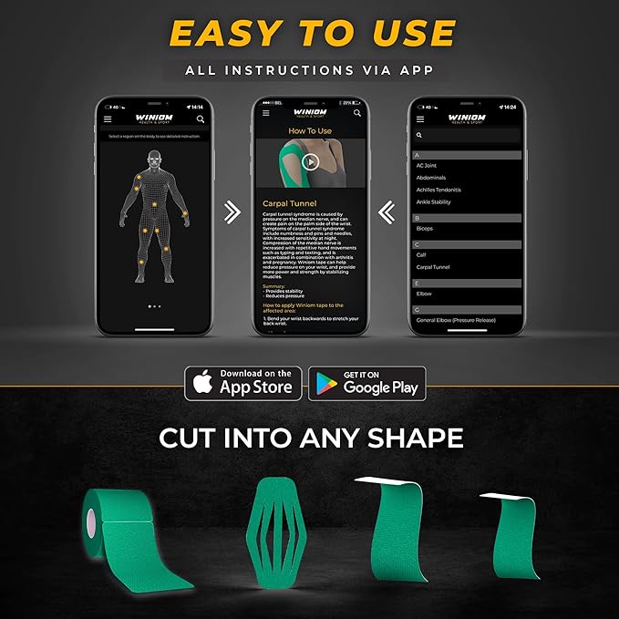 Kinesiology Tape-Incredible Support for Athletic Sports and Recovery + Free Taping Guide - Pre-Cut 2 inch 16.4 feet (Forest Green + Free Taping Guide, 1 Pack)