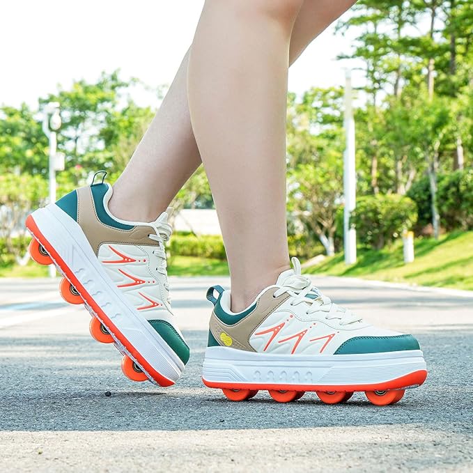 Roller Skate Shoes & Sneakers with Wheels, Outdoor Roller Skates for Girls Boys, Shoes with Wheels for Christmas Birthday Gift