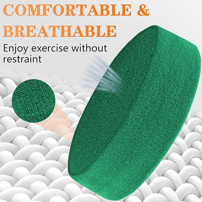 4 Pack Sweatbands Sports Headband for Men and Women, Moisture Wicking Athletic Workout Headband for Running, Tennis, Basketball, Yoga, Gym Stretchy Unisex Sweatband