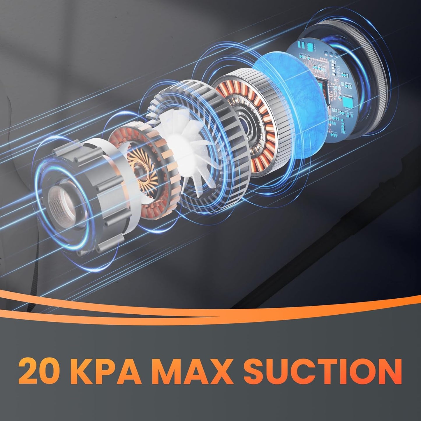 Giraffe Tools Grandstorm Retractable Vacuum Cleaner Wall-Mounted, Shop Wet Dry Vacuum Cleaner with 6 Nozzles for Car Detailing Remote Control Garage Vacuum, Grey