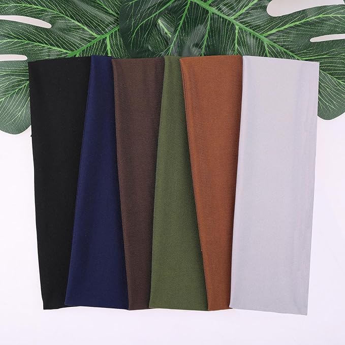 Leeven Women's Headbands for Short Hair 6 PCS Non Slip Elastic Floral Hairbands Soft Fabric Stripe Head Bands for Girls Heart Headbands