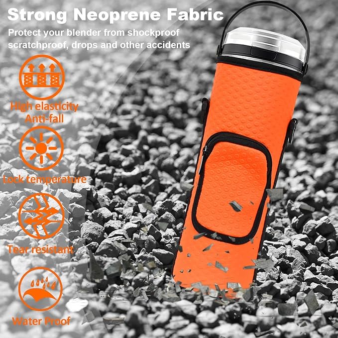 Storage Bag for Ninja Portable Blender Dust Cover Sleeve with Adjustable Shoulder for Ninja BC151NV/BC51NV/BC151BK/BC151CR/BC151EM/ BC151PR/BC151WH/BC155PS Blast Portable Blender(Orange)