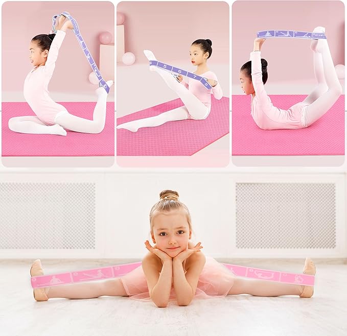 2 Pcs Kids Stretch Bands Dance Stretching Straps for Children Gymnastics Equipment Dance Training Elastic Band for Kids Multi-Loop Numbered Stretch Band for Ballet Cheerleading-8 Loops