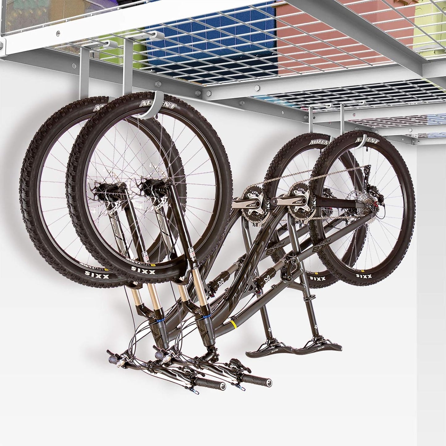 FLEXIMOUNTS 4 Pack Add On Storage Flat Hook Accessory for Garage Ceiling Rack and Wall Shelving, Max Weight Capacity up to 50lbs, White