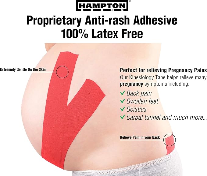 Hampton Adams | As Seen on Shark Tank | Elastic Kinesiology Tape (2-Pack) | Uncut Athletic Tape Supports & Protects Muscles Knees Shoulders & Plantar Fasciitis | Waterproof Hypoallergenic (Red)