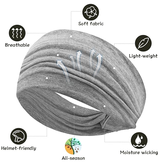 S&N Remille Wide Headbands for Women, Large Hairband, Elastic Non-Slip Headband Twist Knotted Accessories, Yoga Workout Vintage Hair 3 Pack (Colour-9)